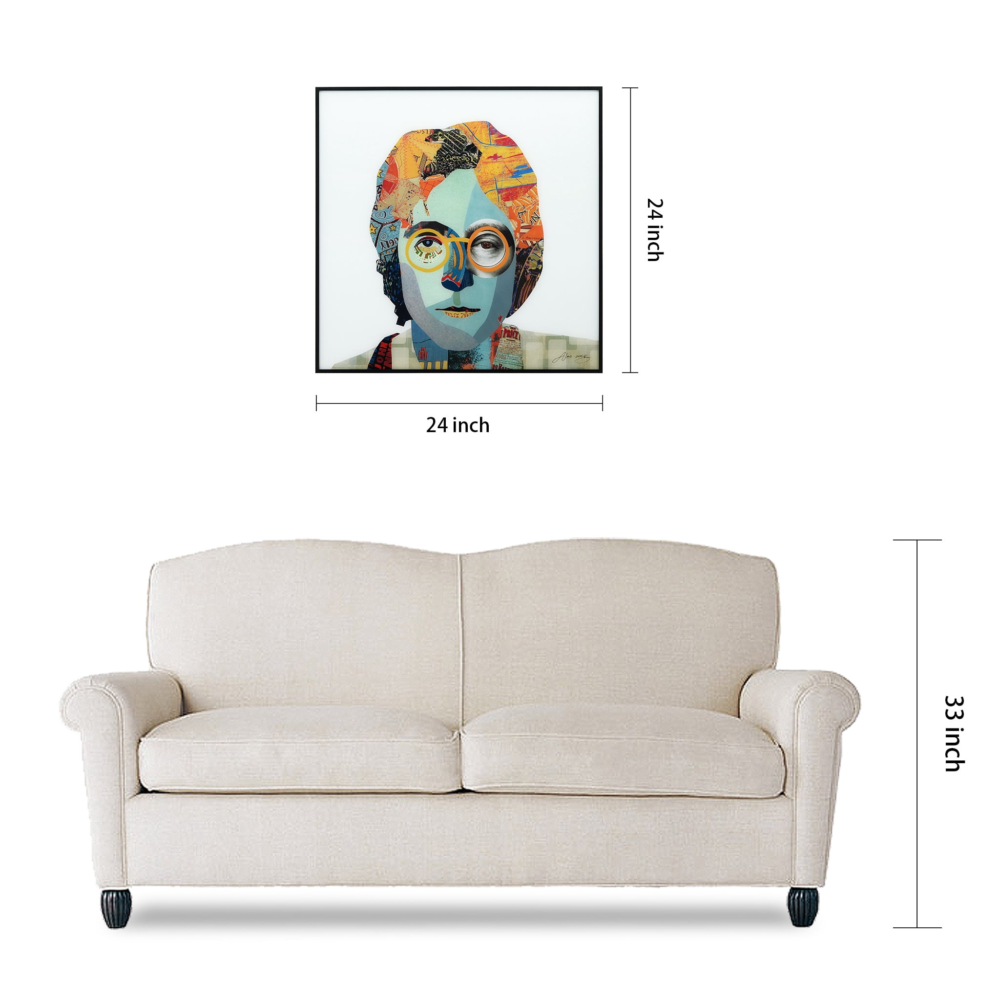 Empire Art Direct Audrey & Homage to John Printed on Glass Art with Anodized Aluminum Black Frame Wall Art, 24" x 24" each, Ready to Hang