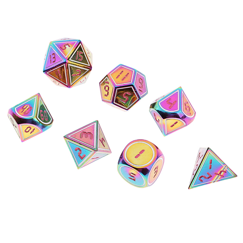 7pcs Opaque Alloy Polyhedral Dice for Dungeons and Dragons Accessories Toy B 