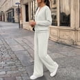 thumbnail image 4 of Evdexr Women's Lounge Sets 2 Piece Long Sleeve Henley Shirts & Sweatpants Outfits 2026 Fall Casual Vacation Sets Baggy Solid Loungewear with Pocket M, 4 of 6