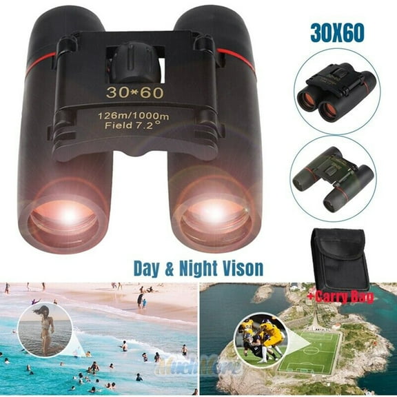 Binoculars 30X60 Zoom Day/Night Vision Travel Outdoor Compact Telescope and Bag