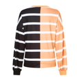 thumbnail image 4 of Siilsaa Girls Oversized Sweatshirt Striped Color Block Long Sleeve Crewneck Kids Cute Pullover Shirt Tops Brown,XXL, 4 of 5