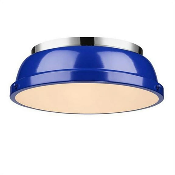 Golden Lighting Duncan - Two Light Flush Mount, Shade Options: Blue Glass