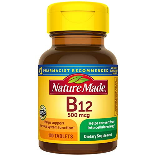 Nature Made Vitamin B12 500 mcg, Dietary Supplement for Energy Metabolism Support, 100 Tablets, 100 Day Supply