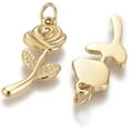 thumbnail image 3 of 1 colgante de flor con baño de iones (IP) de acero inoxidable 304 con anillas de salto, dijes de metal dorado rosa., 3 of 3