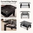 thumbnail image 6 of Glass Coffee Table with Lower Shelf, Holaki Modern Rectangular Tempered Glass Center Table with Metal Legs for Living Room, Black, 6 of 8