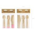 thumbnail image 4 of Disposable Wooden Cutlery, Pink, Eco-Friendly, 100-Pack, 4 of 5