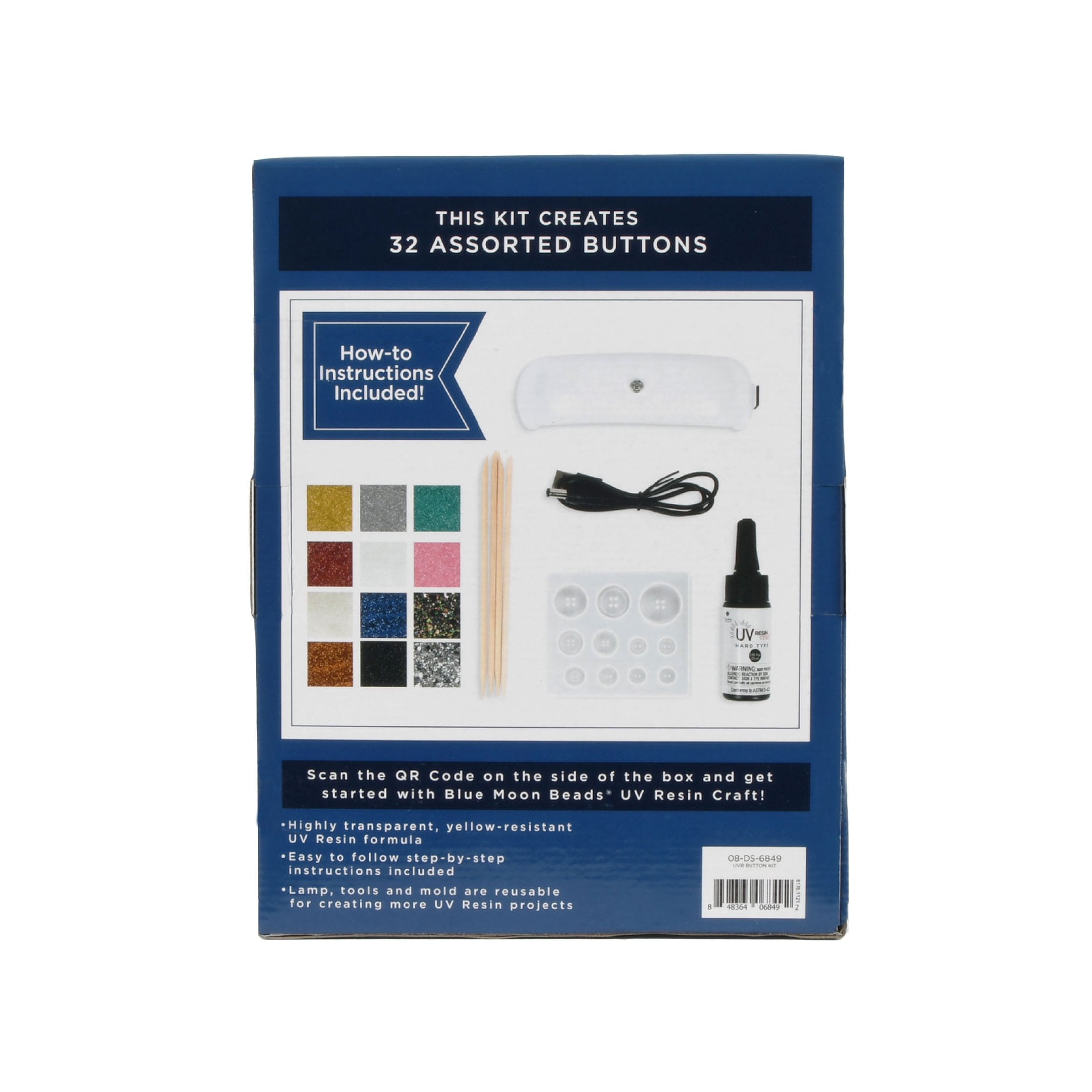 Blue Moon Beads UV Resin Kit with Light, Button Maker Starter Kit, Multi-Color