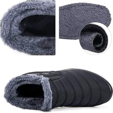 

OUTAD Snow Boots Womens Winter Fur Lined Warm Ankle Boots Waterproof Outdoor Booties Anti-Slip Velour Cuff Sock Knit Boots