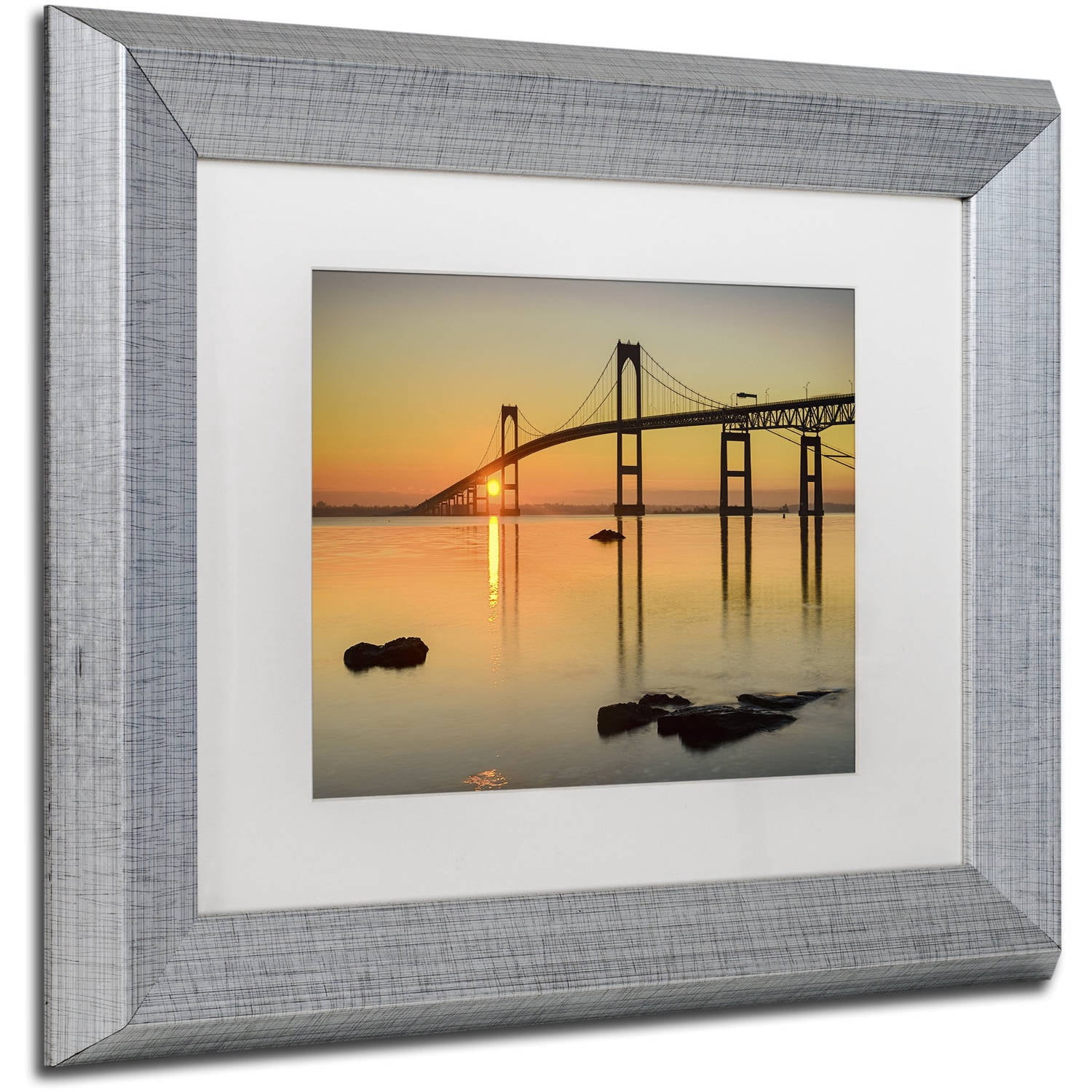 Trademark Fine Art "Newport Morning" Canvas Art by Michael Blanchette Photography White Matte, Silver Frame