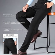 Xzbqbs Mens Dress Pants Classic Fit Flex Expandable Waist Flat Front Pants Straight Leg Wrinkle Free Formal Business Pants for Men