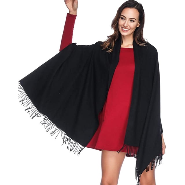 Solid Color Scarf For Women, Ladies Shawl Warm Scarf Cloth Stole (Black)
