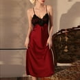 thumbnail image 7 of hotojiny Satin Nightgowns for Women Lounge Sleeveless Spaghetti Strap Backless Sleepwear Soft Lace Nightwear, 7 of 7