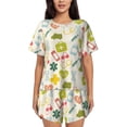 thumbnail image 1 of Fotbe Medical Icons Conjunto de Pijama Estampado para Mujer, 2 Piezas, Ropa de Dormir con Camiseta de Manga Corta y Shorts Suaves-Medium, 1 of 6