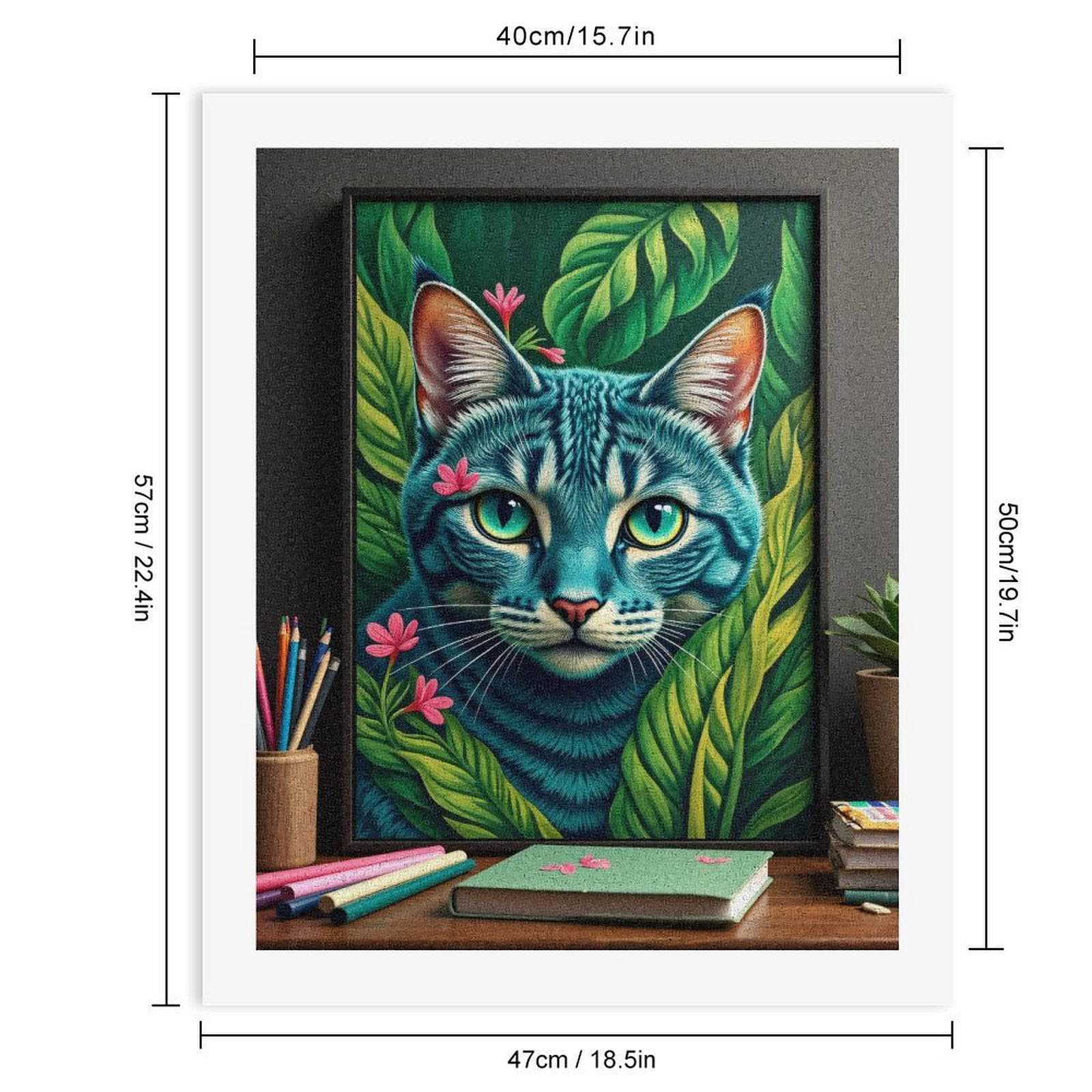 Paint By Numbers Kit for Adults Beginner - DIY Cat Portrait Jungle Leaves Art Canvas Painting Kits for Adults, Frameless Paint By Number for Adults for Home Wall Decor 16x20 Inch