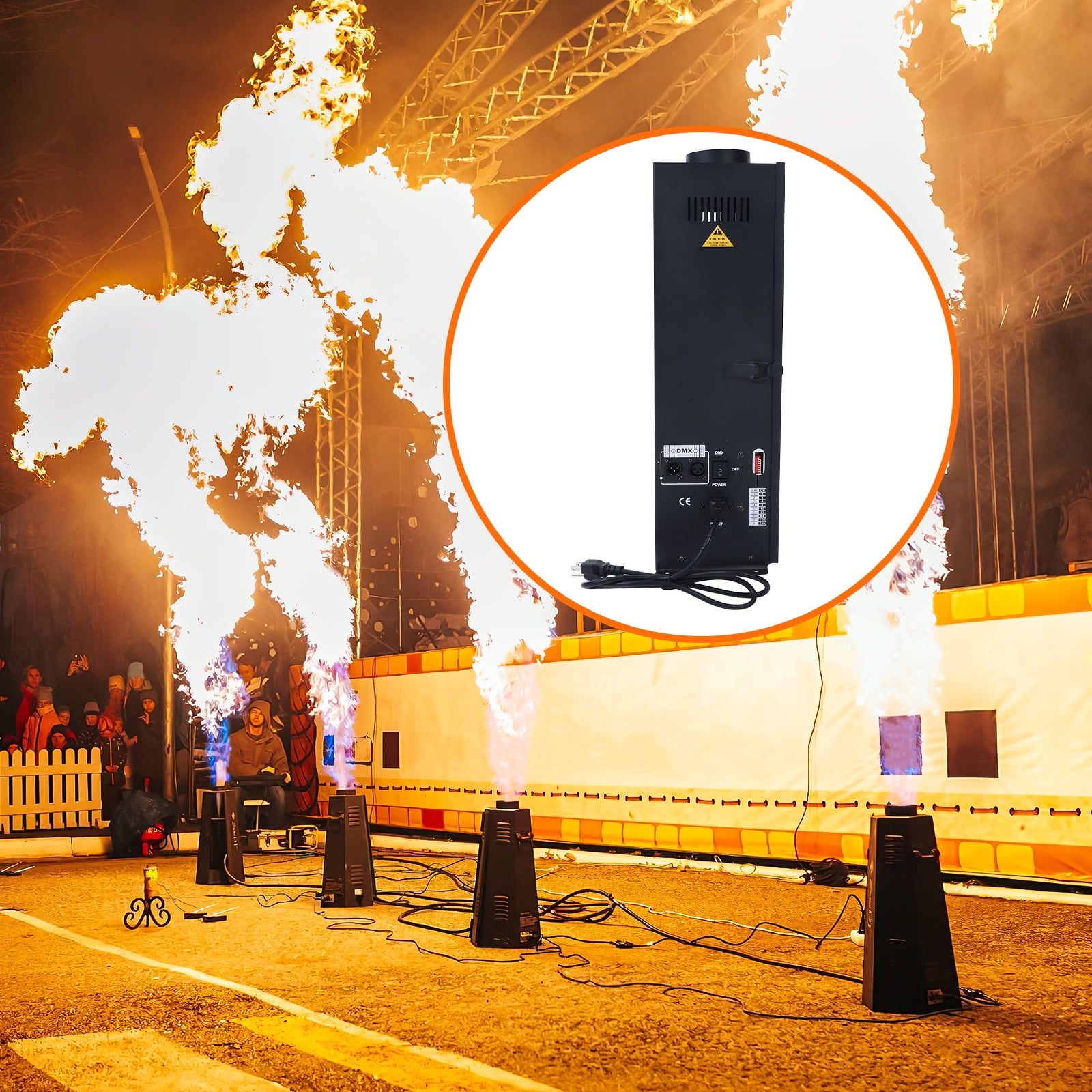2Pack Hexagonal Spitfire Flame Machine, DMX512 Controlled Stage