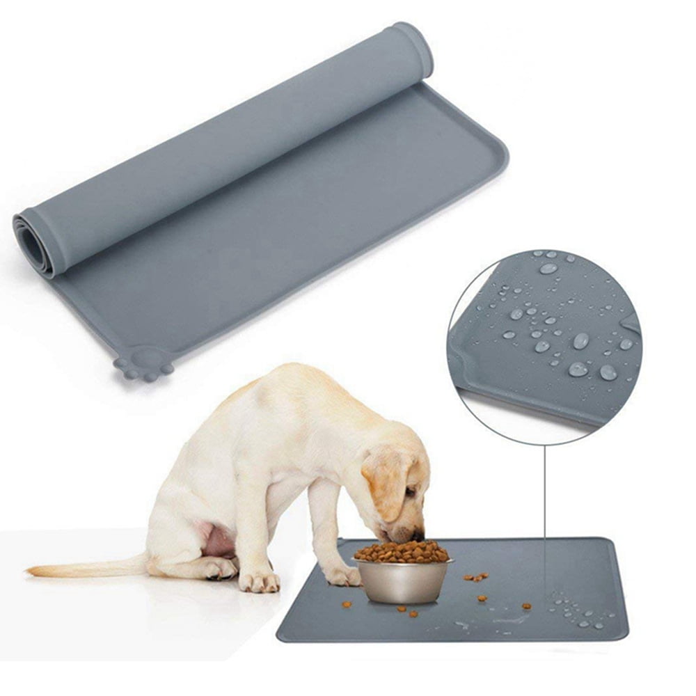 Silicone Pet Mat for Food and Water,Dog Cat Mats for Floors Waterproof,Dog  Water Bowl Feeding Mat with Pocket for Catches Spill and Residue Large Size