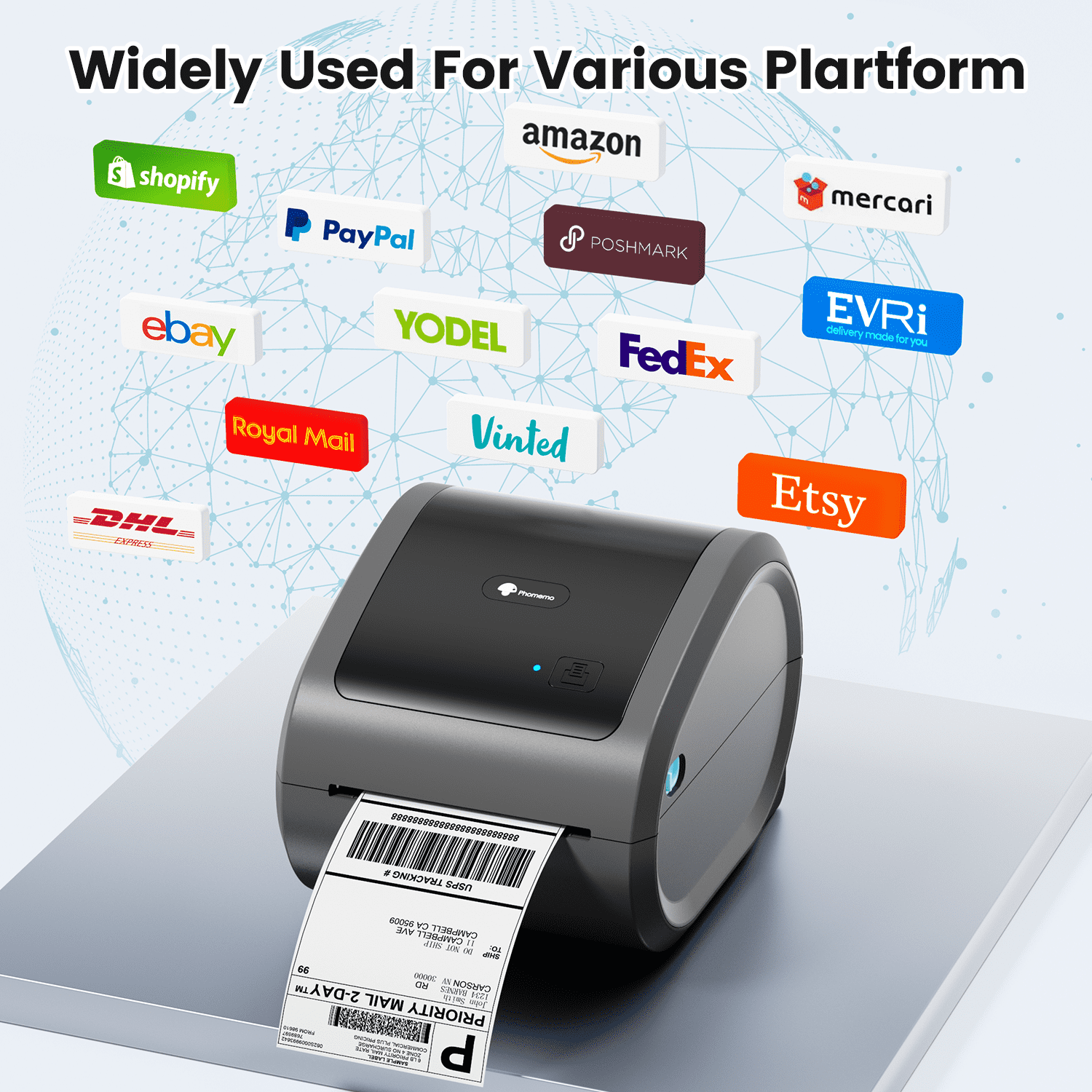 Stampante Etichette Termica Bluetooth 4x6 Pollici - Per EBay, Etsy, DHL, Shopify
