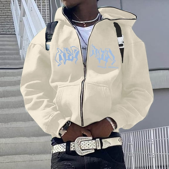 CONZONE Mens Casual Hoodies Long Sleeve Pullover Hoodie for Men Zip Up Solid Fall Hooded Sweatshirts With Pocket