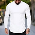thumbnail image 2 of Daznico Mens Shirts - Mens Casual Sports Fitness Outdoor Curved Hem Solid Color Round Neck T Shirt Long Sleeve Top - Shirts for Men,Color:White,Size:3XL, 2 of 5