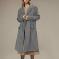 thumbnail image 2 of Olyvenn Winter Long Blazer Coat for Women Double Breasted Lapel Long Sleeve Trench Coat Business Overcoat with Pocket Gray M, 2 of 8