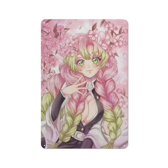 Mitsuri Kanroji Hanging Picture Tin Hanging Picture Wall Poster Metal Painting Creativity Poster Home Decor Painting Anime Goods Gift 30x20cm