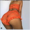 thumbnail image 1 of VISgogo, conjunto de lencería Sexy para mujer de 2 uds, Top de malla transparente ajustado con encaje Floral, pantalones cortos con volantes de cintura alta, conjunto de ropa de dormir VISgogo moda, 1 of 2