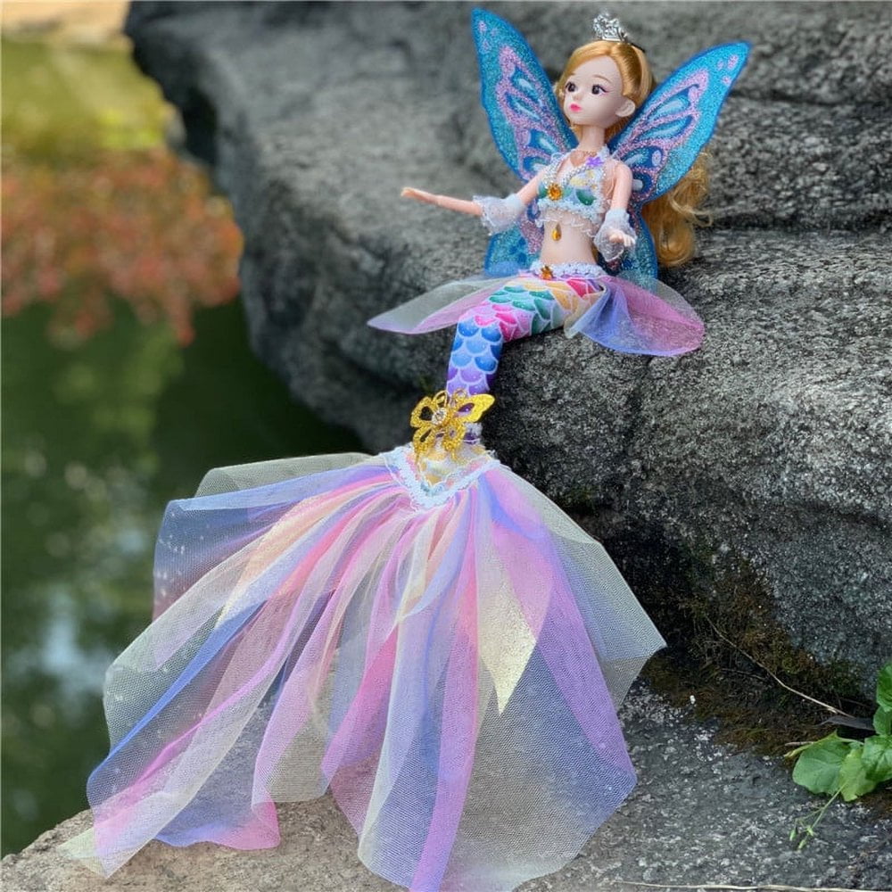 CNKOO 45cm Wedding Mermaid Doll with Music Light Fairy Figure Toys