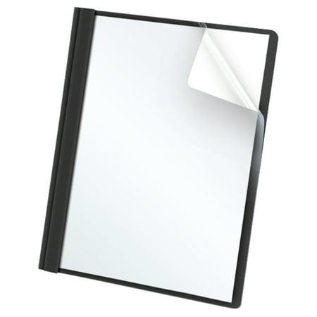 Oxford® Clear Front Report Covers  Letter Size Folder with Prongs  Black  25 per Box