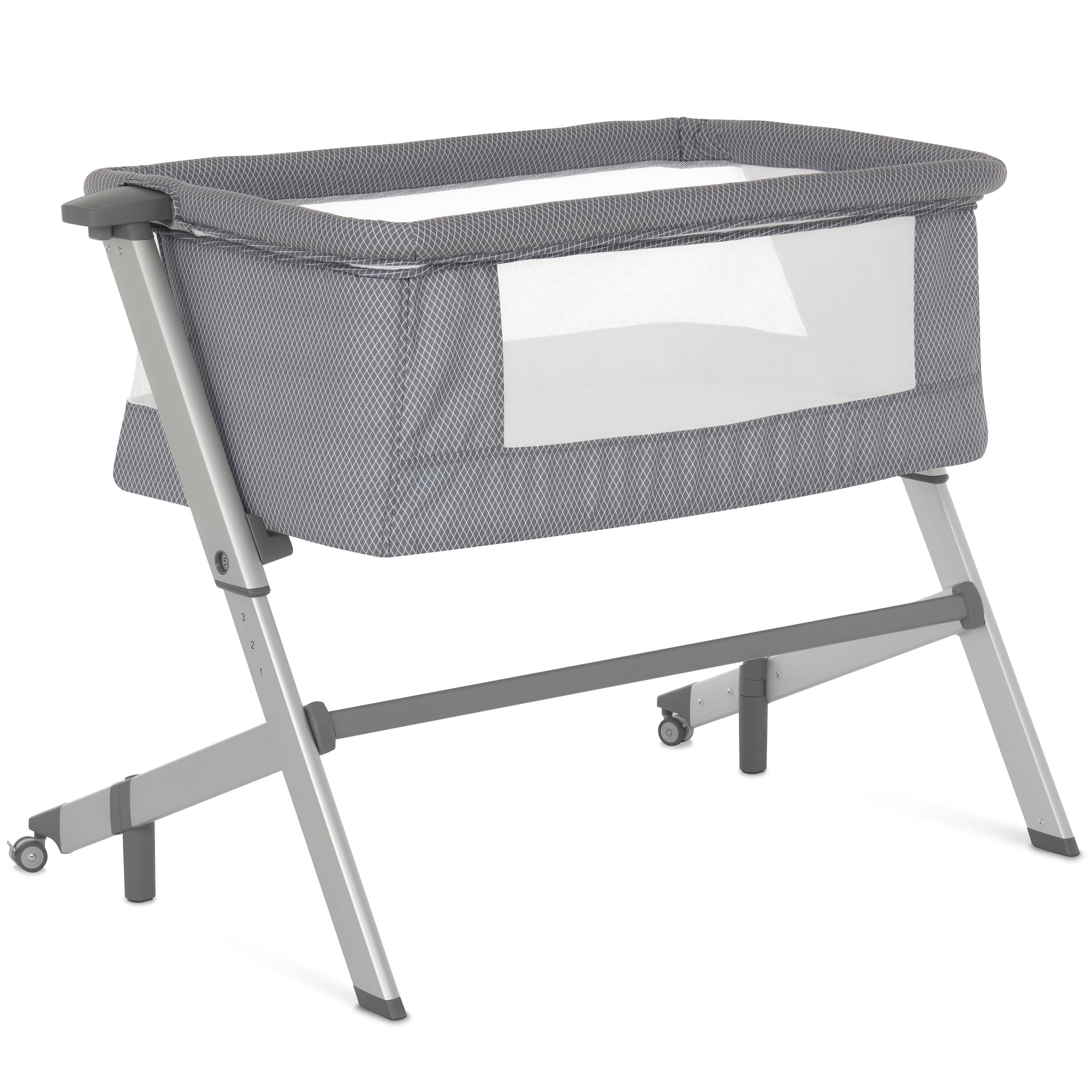 Dream On Me Flora Baby Bassinet in Storm Grey, Lightweight and Portable Travel Bassinet with Carry Bag, Five Adjustable Height Position, Mattress Pad Included
