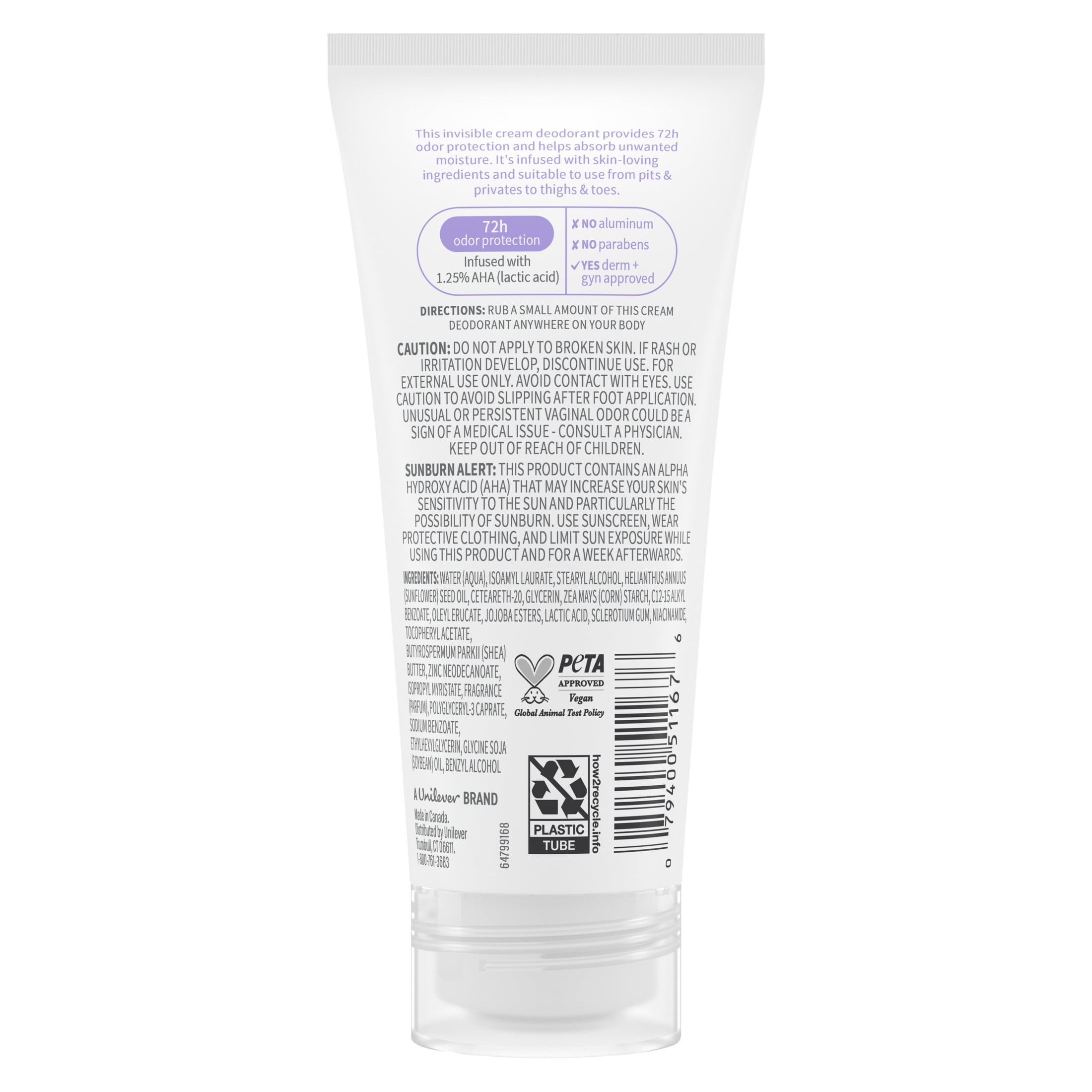 Dove Whole Body Deo pH Balancing Deodorant Cream for Women Coconut & Vanilla Aluminum Free, 2.5 oz
