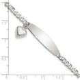 thumbnail image 2 of Diamond2Deal 925 Sterling Silver Polished Curb Chain Link ID Heart Dangle Bracelet for Women 7.5", 2 of 6