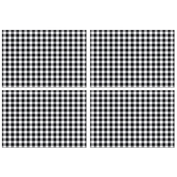 Black White and Gray Checkerboard Pattern Summer Placemats Table Placemats Set Of 4-Linen Kitchen Washable Placemats Table Mats 11.8"x17.7" Non-Slip Heat Resistant