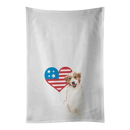 

28 x 19 in. Unisex Australian Shepherd Red & White No.1 Patriotic White Dish Towels Kitchen Towel - Set of 2