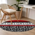 thumbnail image 4 of Round Rugs 4Ft, Black Red Round Area Rug Washable Indoor Throw Carpet, Garden Floral Stripe Aesthetic Flower Boho Soft Non Slip Circle Rug for Kitchen Nursery Room Home Decor Aesthetic, 4 of 8