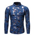 thumbnail image 4 of POINTERTECK Chemises de Fête à Manches Longues pour Hommes, Coupe Régulière, Imprimé Bronzé, Boutons, 4 of 6