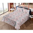 thumbnail image 4 of Ambesonne Flowers Fitted & Flat Sheet with Shams 4 Pcs Set, Floral Spring Vibes Print, Full, Soft Blue Pale Pink Peach, 4 of 5