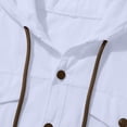 thumbnail image 5 of Casual Spring Outfits for Men 2 Piece Linen Long Sleeve Hoodie Button Down with Pocket and Matching Shorts Set Size 3XL White, 5 of 9