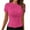 Hot Pink, variant on Women's Crop Tops Casual Solid Color Short Sleeve Top with Water Wave Pattern for a Trendy Green
