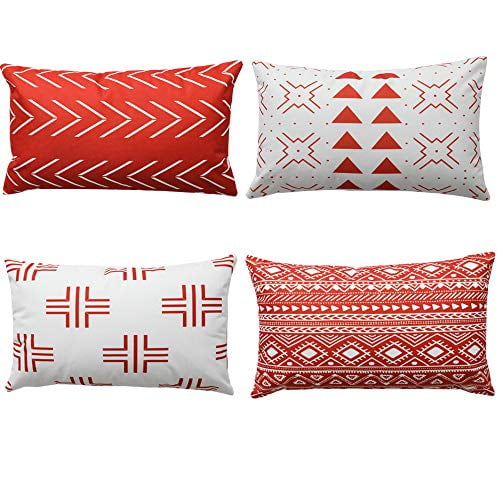 WLNUI Set of 4 Decorative Pillow Covers 18x18 Inch Orange Geometric Modern Throw Pillow Covers Home Sweet Home Decorative Square Cushion Case for Sofa Couch Chair Farmhouse Home Decor