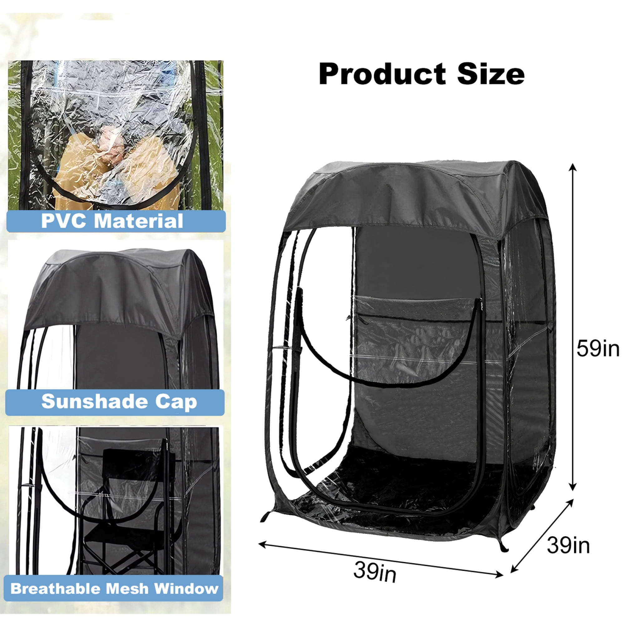 Pop up Sports Tent,Waterproof Outdoor Pod,Portable All-Weather Shelter for Outdoor Events,Camping,Fishing and Beach,Black02