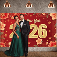 thumbnail image 6 of Red Background Happy New Year Banner Gold Lettering 2026 New Year Display Floral Pattern Festive Design New Year Backdrop for New Year Party Holiday Celebration Indoor Decor, 6 of 8