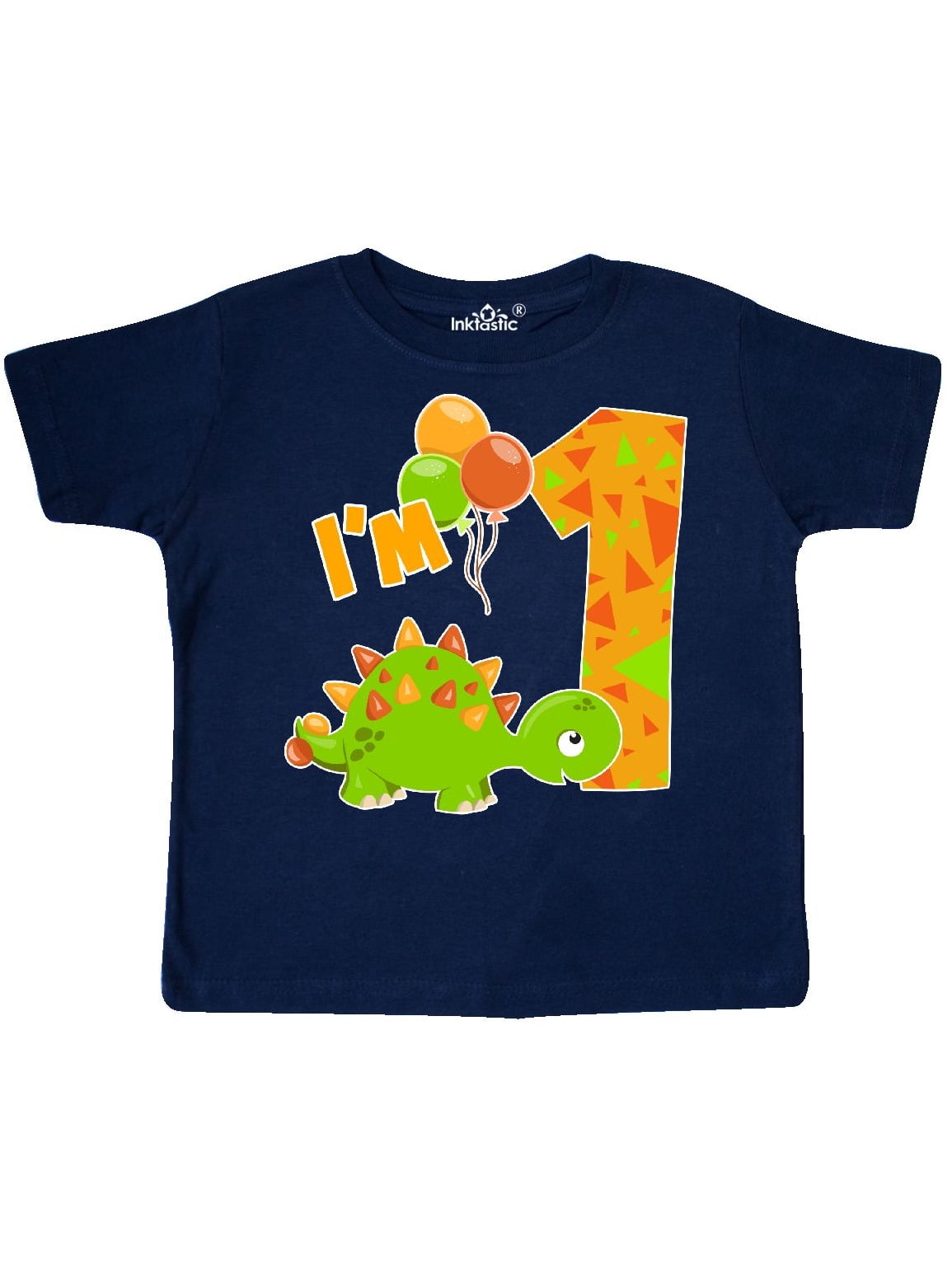 INKtastic - Happy Dinosaur First Birthday-green Toddler T-Shirt ...