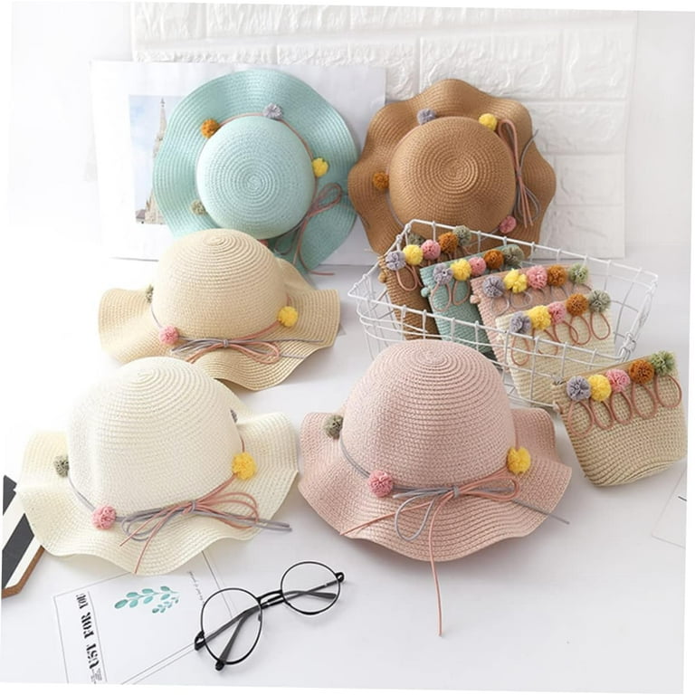 Infant Beach Hat Straw Handbag Toddler Sun Hat Bucket Hat Crochet