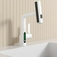 thumbnail image 3 of Pull-Out Lift LED Temperature Digital Display Bathroom Basin Faucet, Single Handle 360° Rotatable Waterfall 3-in-1 Basin Tap with Adjustable Height, 3 of 7