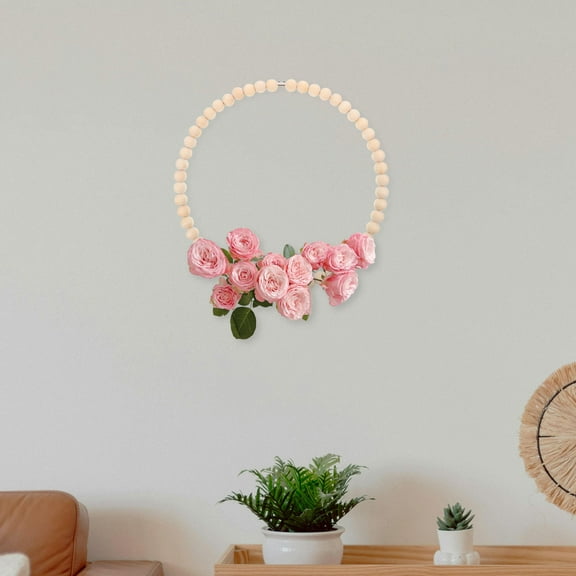 HONITANO Beaded Wreath 2Pcs for Home Decoration Wooden Circle Rustic Style Wall Hanging