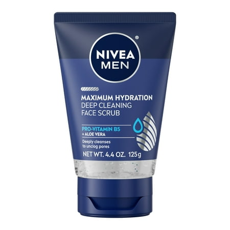 NIVEA MEN Maximum Hydration Deep Cleaning Exfoliating Face Scrub with Aloe Vera, 4.4 oz