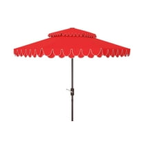 SAFAVIEH Elegant 9' Market Crank Double Top Patio Umbrella, Red