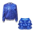thumbnail image 3 of vastwit Kids Girls Hip Hop Jazz Latin Dance Outfit Sequin Sparkle Jacket with Tiered Mini Skirt Set Dancewear Royal Blue 8, 3 of 7