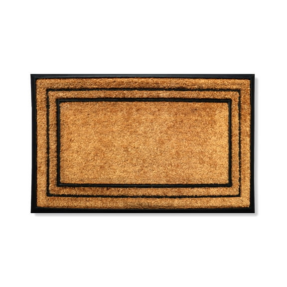 A1 Home Collections Natural Coir & Rubber Door Mat, Long-Lasting Entrance Doormats for Front Door, Thick & Non-Slip Durable Outdoor Entry Mat 18" x 32"