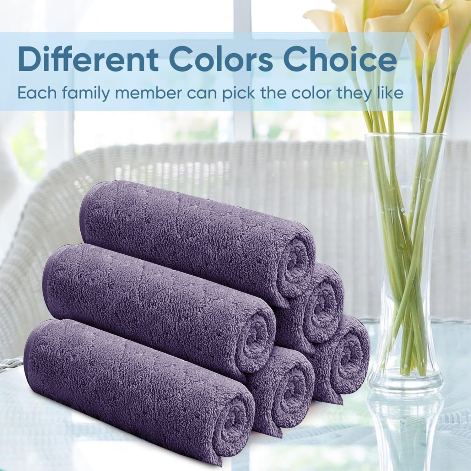 Beartech Microfiber Washcloths 24 Pack,13"x13" Quick Dry Ultra Soft and Highly Absorbent Washcloths for Bathroom,Kitchen Dish Towels -Dark Purple